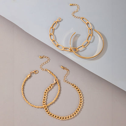 4kt Gold Thick Chain 4 Pc Set Bracelet