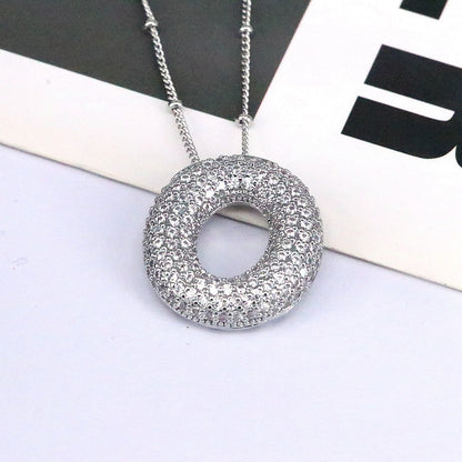 Brass Zircon Bubble Balloon Letter Pendant Necklace