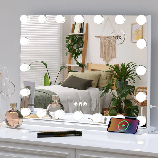 Vanity Mirror with 20PCS Dimmable Bulbs with Lights 3 Color Touch Control Perfect for Vanity Desk or Wall-Mounted