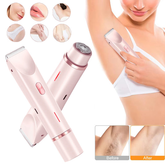 2 In 1 Hair Remover Women's Double Head Shaver & Trimmer Electric Razor